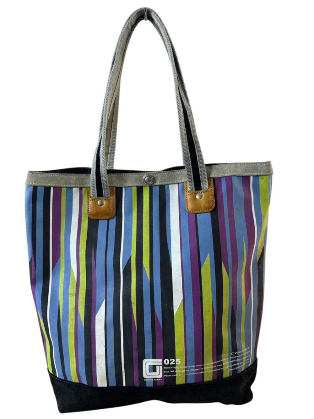 MSPC master-piece Tote Bag Multicolor Stripe Canvas/Suede